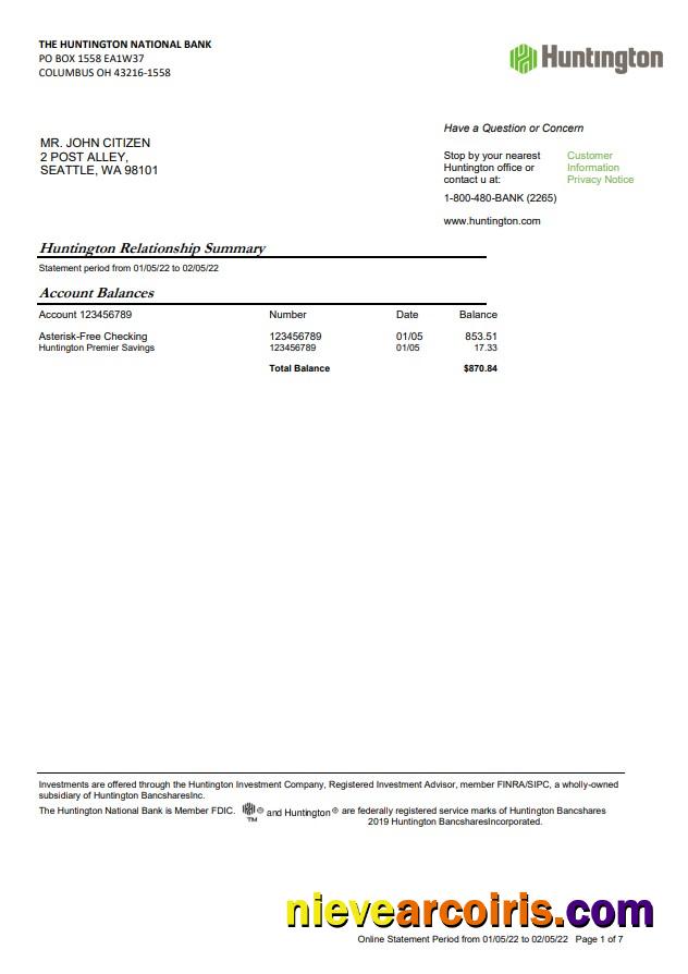 USA Ohio Huntington bank statement 7  page
